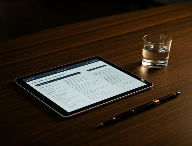 Tablet displaying customized course information on a desk